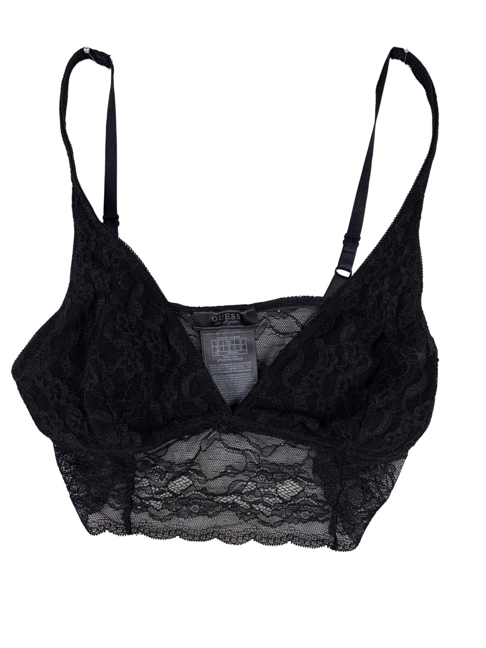 Guess Black Lace Longline Bralette Top